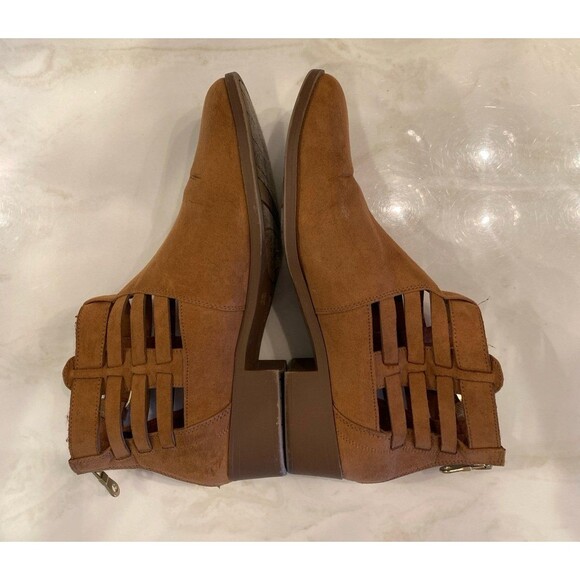 American Eagle Outfitters Ankle Boots Size 9.5 Brown Faux Suede Zipper Back - Picture 5 of 12